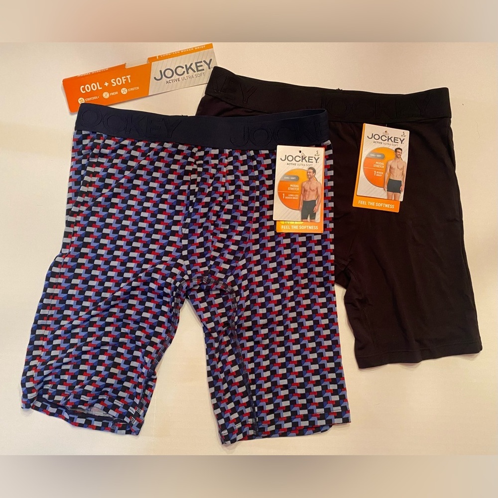 JOCKEY‎ 2 PAIR LONG LEG BOXER BRIEFS ACTIVE ULTRA SOFT MODAL STRETCH SMALL 28-30